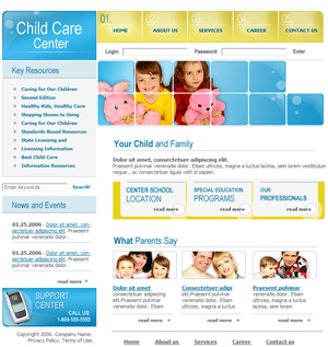 Free School, Nursery, Daycare Website Template