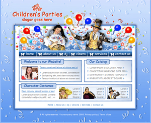 Kids Parties, Children Parties, Free Website Template Four pages with stylesheet & PSD Template